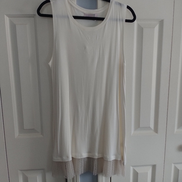 LOGO by Lori Goldstein Tops - LOGO Layers by Lori Goldstein Sleeves Tunic Top with Accordion Pleated Trim L